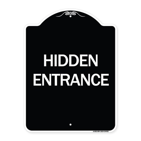 Signmission Designer Series Hidden Entrance, Black & White Heavy-Gauge Aluminum Sign, 24" x 18", BW-1824-24456 A-DES-BW-1824-24456